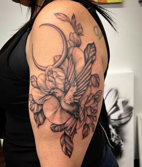 Floral Hummingbird Tattoo