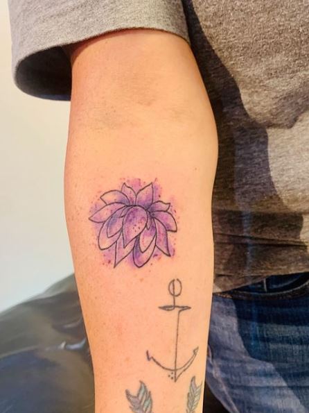 Violet Lotus Flower Forearm Tattoo