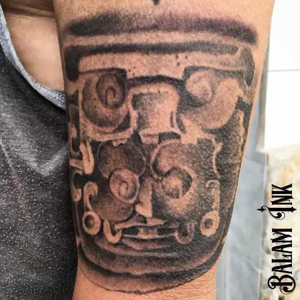 Mayan God of Sun Arm Tattoo