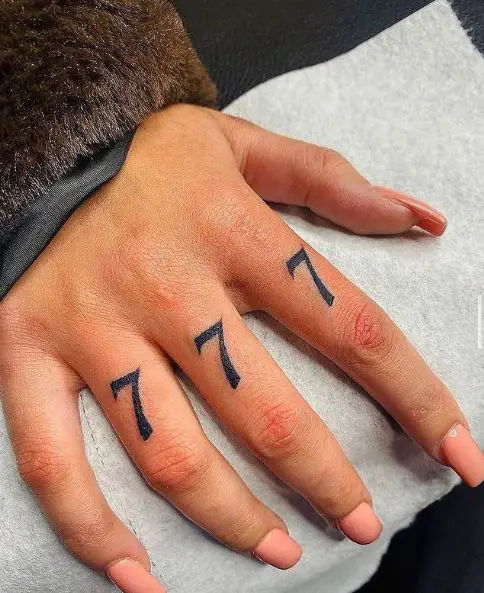 Minimalistic 777 Fingers Tattoo