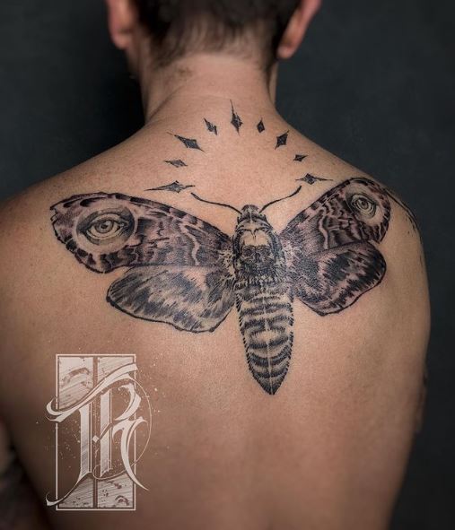 Eyed Wings on Moth Back Tattoo