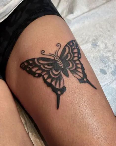 Big Butterfly Thigh Tattoo