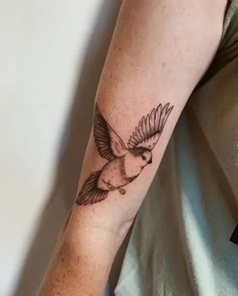 Grey Sparrow Arm Tattoo