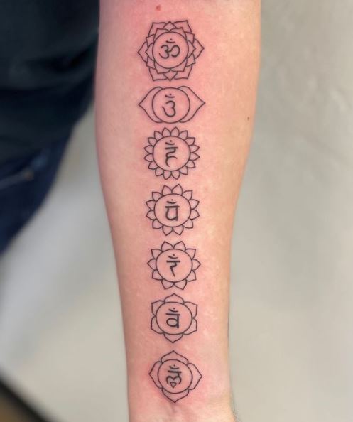 Chakra Symbols Forearm Tattoo