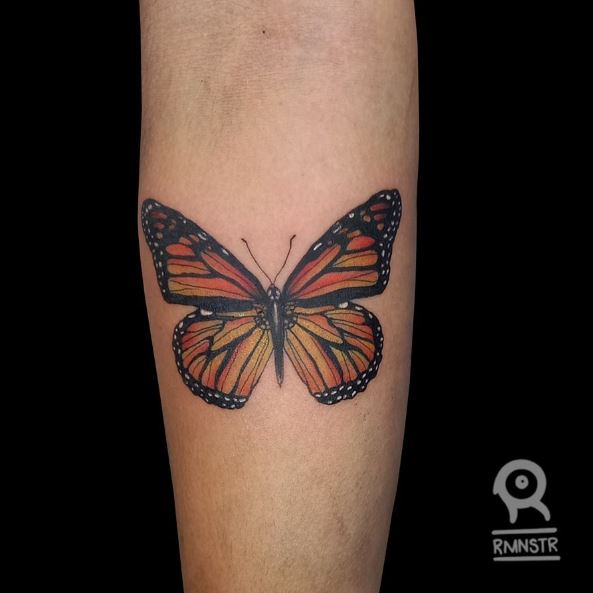 Colored Monarch Butterfly Tattoo