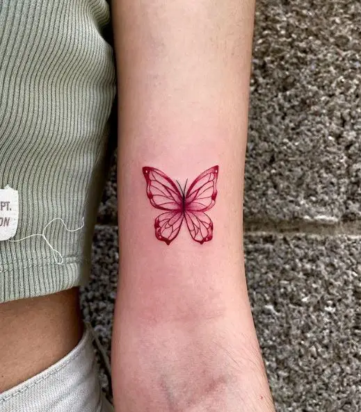 Red and Black Butterfly Biceps Tattoo