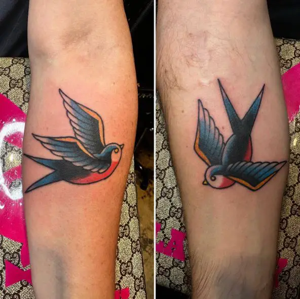 Matching Sparrows Arm Tattoos