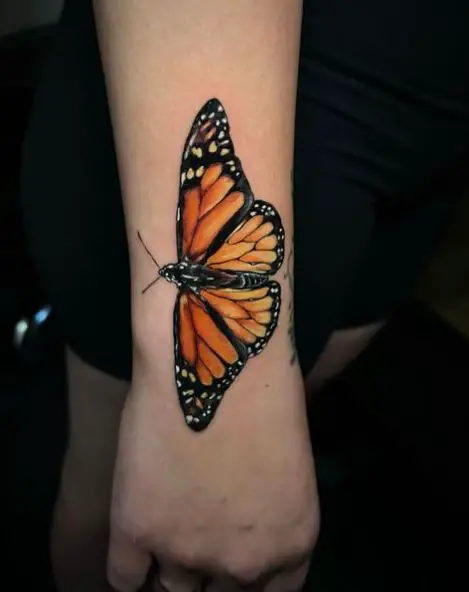 Monarch Butterfly Wrist Tattoo