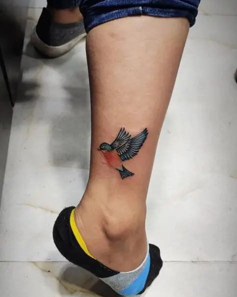 Hummingbird Tattoo on Ankle