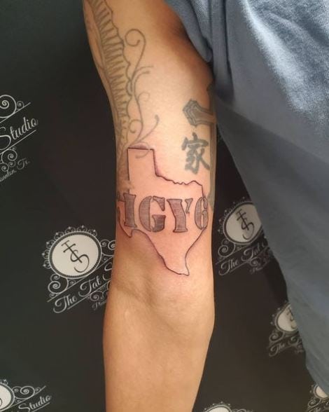 Texas State and IGY6 Arm Tattoo
