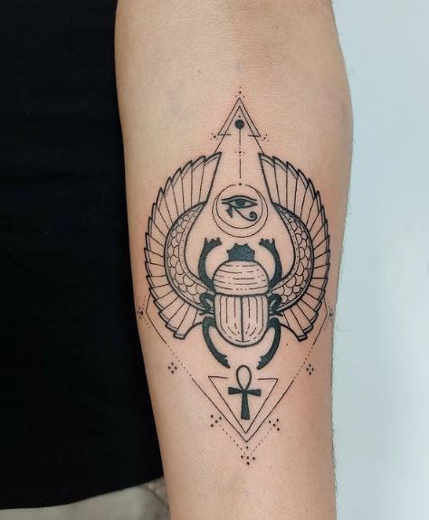 Egyptian Scarab and Eye of Horus Tattoo