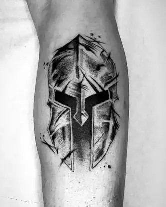 Black and grey Spartan tattoo, inspired by 300.