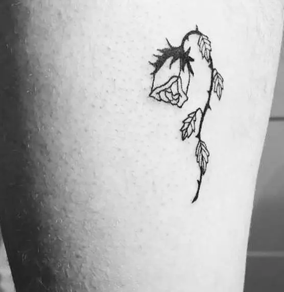 Small Dead Rose Leg Tattoo