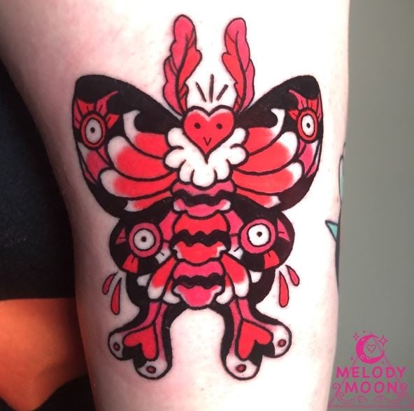 Red Cartoon Inspired Butterfly Tattoo