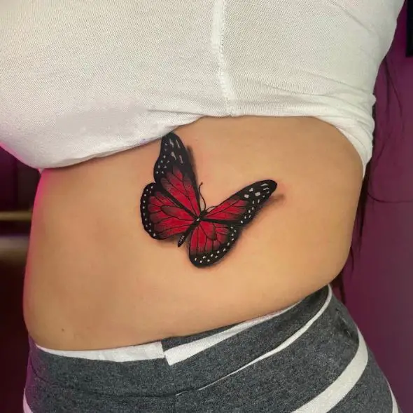 3D Butterfly Ribs Tattoo