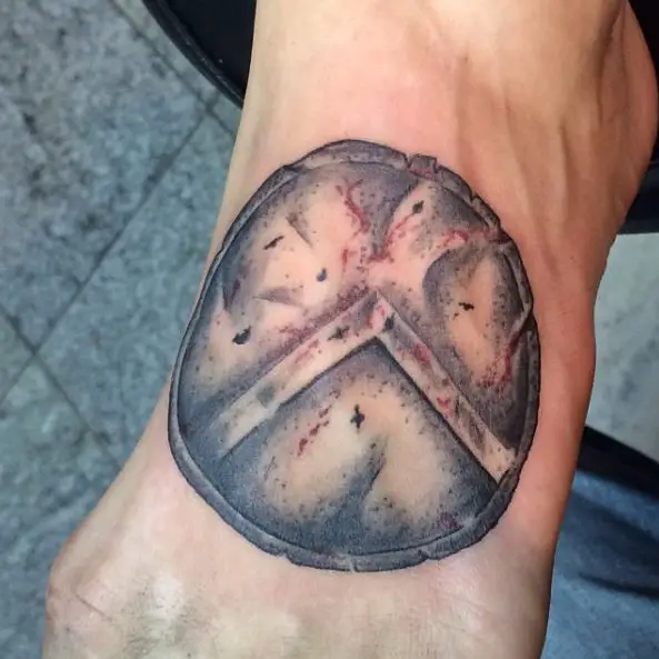 Small Spartan Shield Foot Tattoo