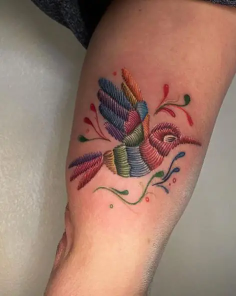 Hummingbird Tattoo Patch Style