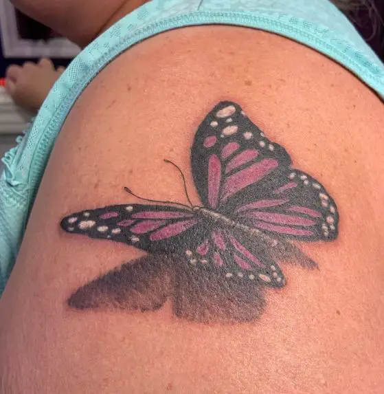 3D Butterfly Shoulder Tattoo