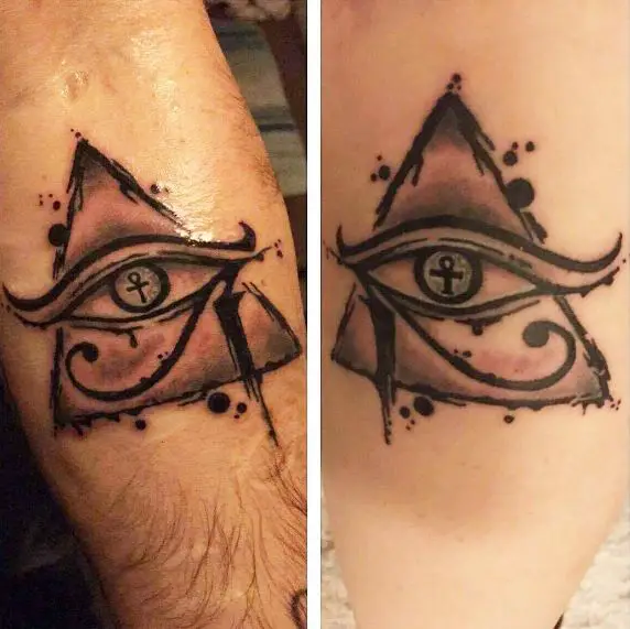 Matching Pyramid Background Eye of Horus Tattoo