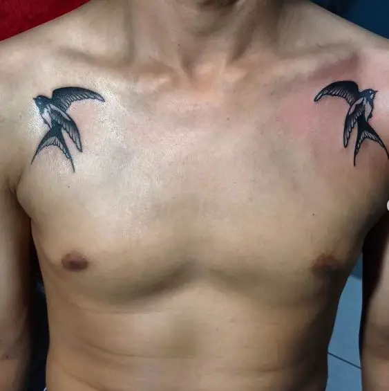 Sparrows Both Shoulders Tattoos