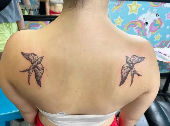 Matching Sparrows Shoulders Tattoos