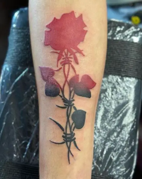 Red Rose Faded Color Tattoo