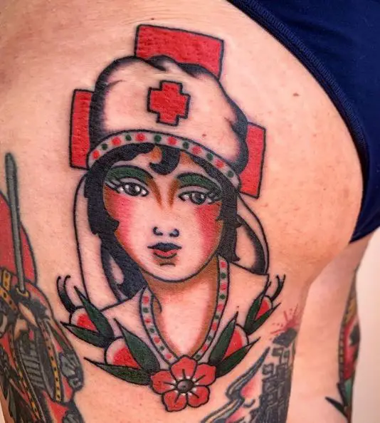 Dark Haired Nurse Tattoo