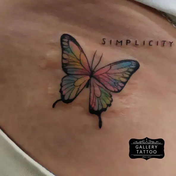 Colorful Small Butterfly Tattoo