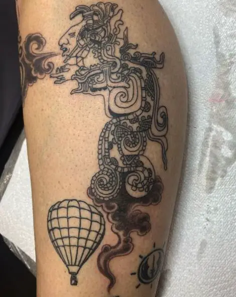 Grey Big Kukulkan Arm Tattoo