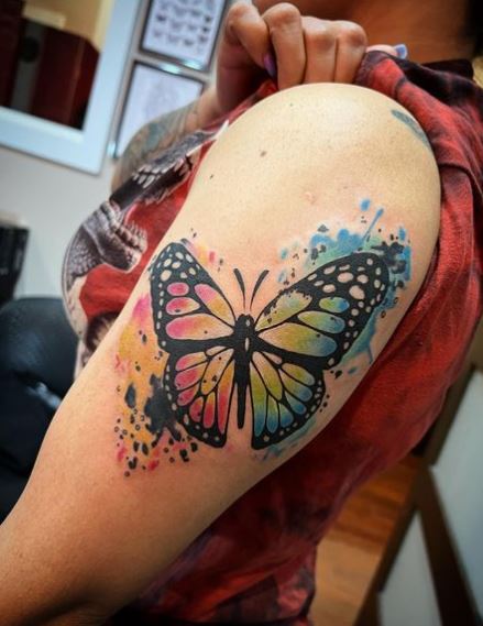 Colorful Butterfly Arm Tattoo