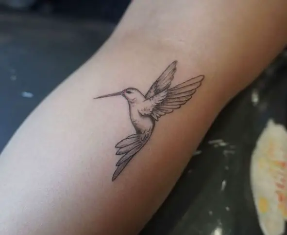 Small Hummingbird Forearm Tattoo