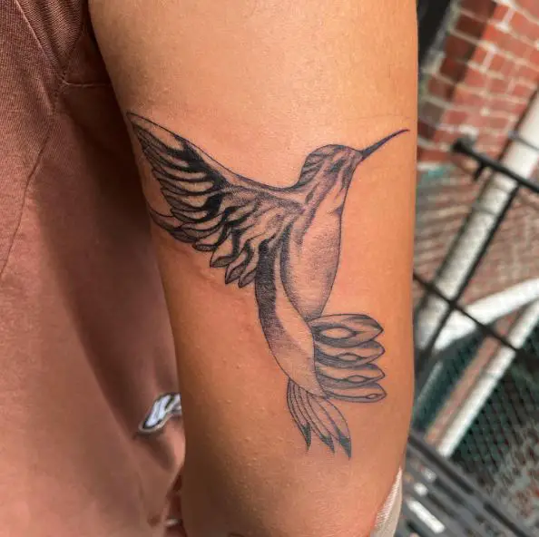 Shaded Hummingbird Arm Tattoo