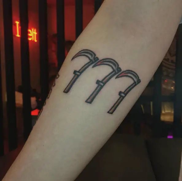 Sickle Inspired 777 Forearm Tattoo