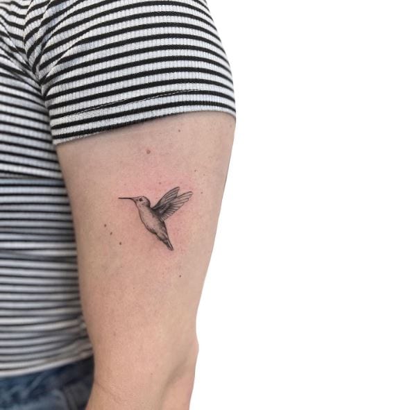 Little Hummingbird Biceps Tattoo