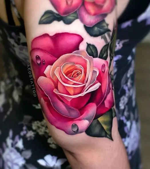 Hyperreality Pink Rose Tattoo