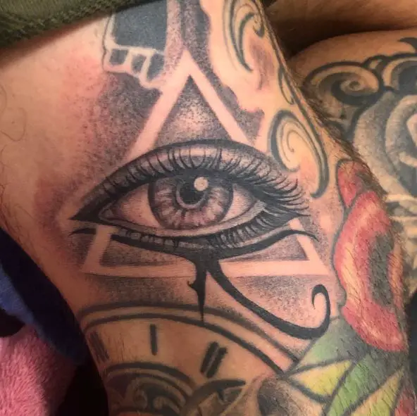 Black & Grey Pyramid and Eye of Horus Tattoo