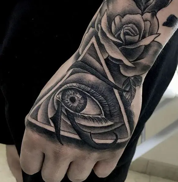 Dark Rose and Eye of Horus Tattoo