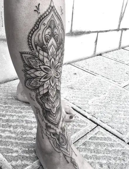 Big Mandala Leg Tattoo