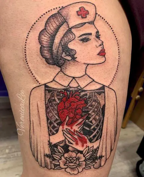 Nurse with Blood on Hands Tattoo