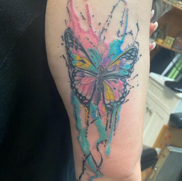 Watercolor Butterfly Arm Tattoo