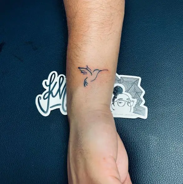 Minimalistic Wrist Hummingbird Tattoo