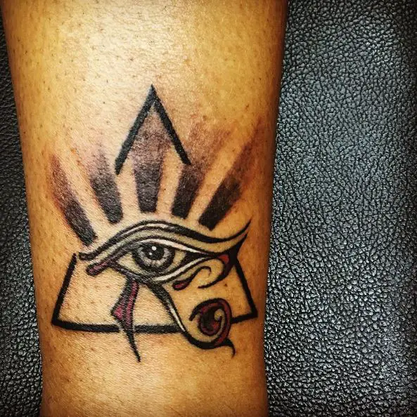 Line-Work Purple Details Eye of Horus Tattoo