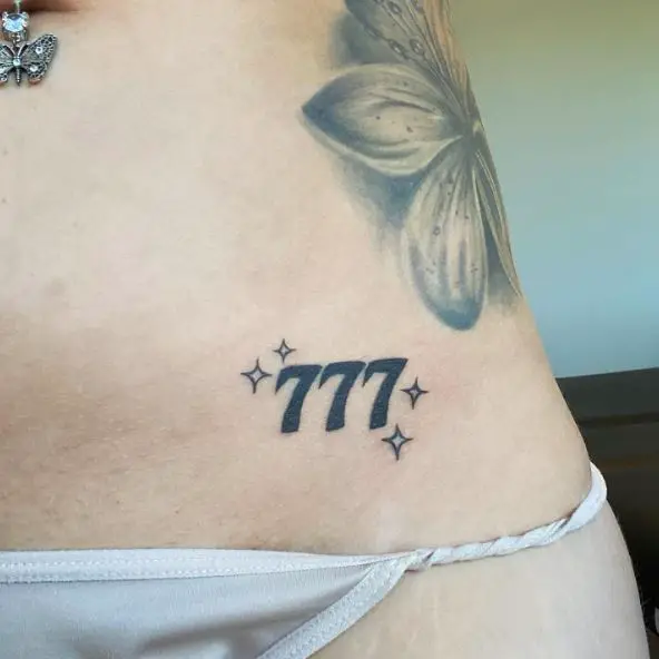 Angel Number 777 Groin Tattoo