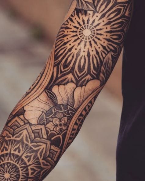 Mandala Arm Sleeve Tattoo