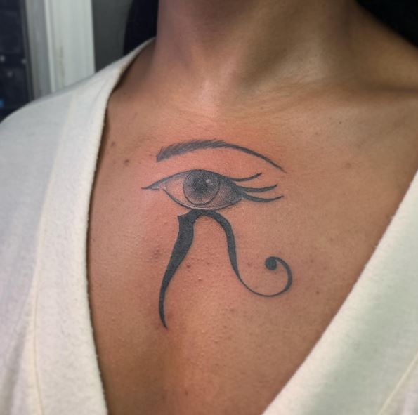 Black Eye of Horus Chest Tattoo