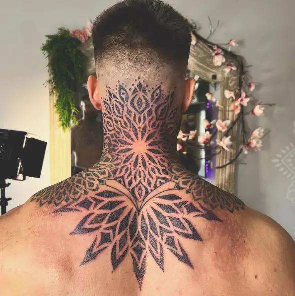 Mandala Neck and Back Tattoo