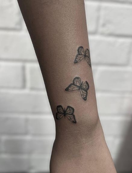 Three Butterflies Wrist Tattoo