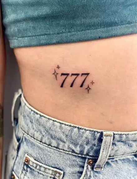 Stars and Angel Number 777 Belly Tattoo