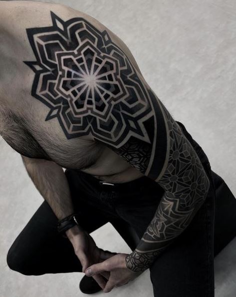 Shiny Mandala Arm Sleeve Tattoo