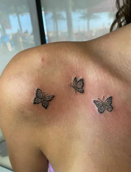 Three Butterflies Shoulder Tattoo